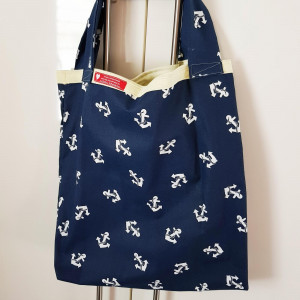 Wendetasche blau weiße Stofftasche