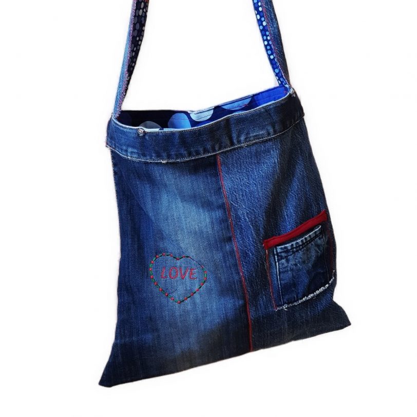 Love Stofftasche aus Jeans