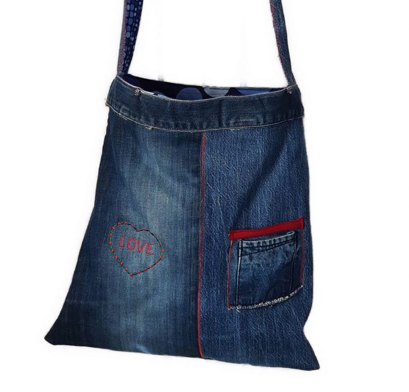 Love Stofftasche aus Jeans