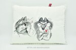 Männer Kuschelkissen, gestickte Katzen