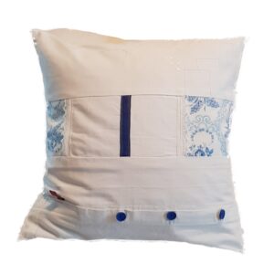 vintage Patchwork weißblau Kissenbezug