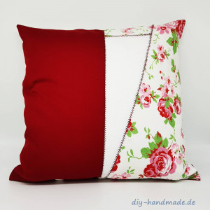 Kissenbezug Rosen rot weiß, Patchwork