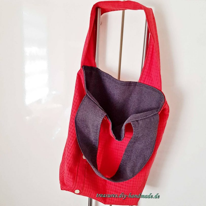 dekorative Stofftasche rot mit anthrazit