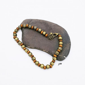 vintage Esoterik Armband, Kugeln, Holz und Metall
