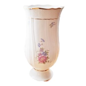 Blumenvase Holloháza 70er Blütenmuster