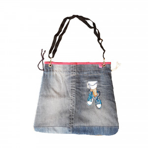 Turnbeutel, bestickte Jeanstasche