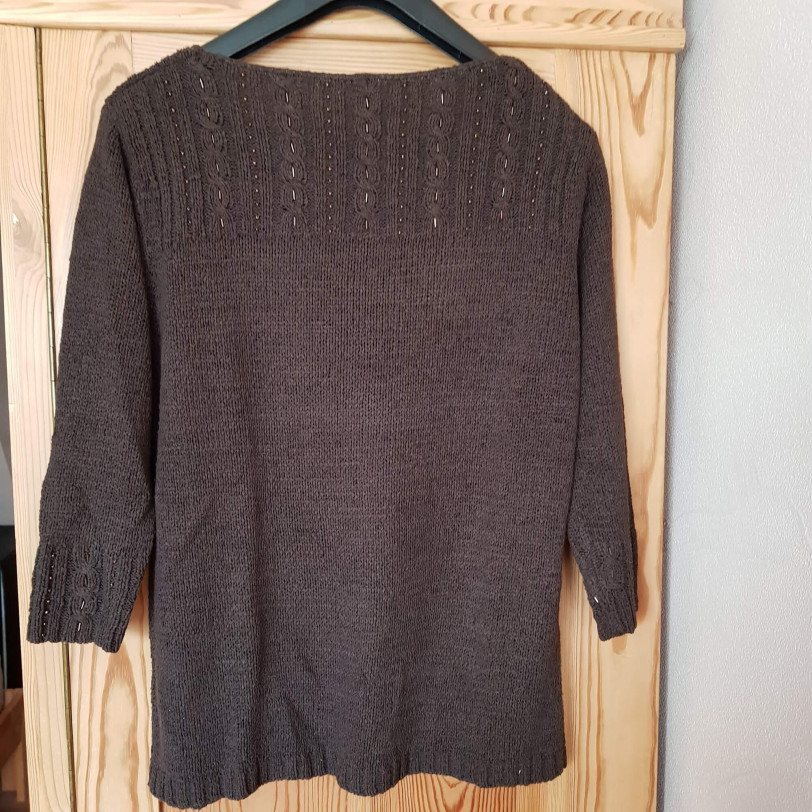 Damen Strickpulli braun mit Pailletten