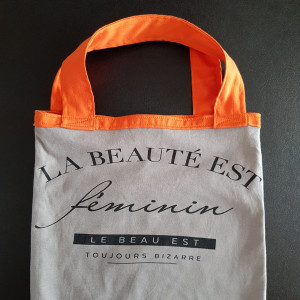 Stofftasche mit Innenfutter, grau-orange