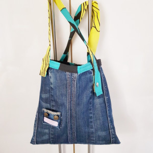 Jeanstasche mit Innenfutter canva bunt