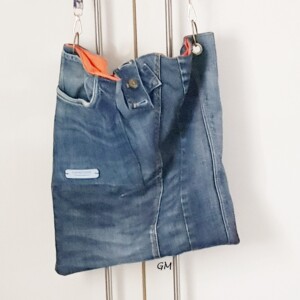 Jeanstasche mit Innenfutter in orange
