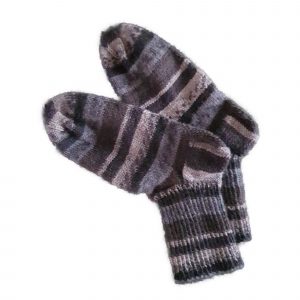 schwarz-grau handgestrickt Wollsocken Gr 36-37