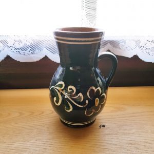 braune Keramikvase handgemalt,