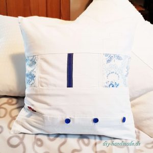 vintage Patchwork weißblau Kissenbezug