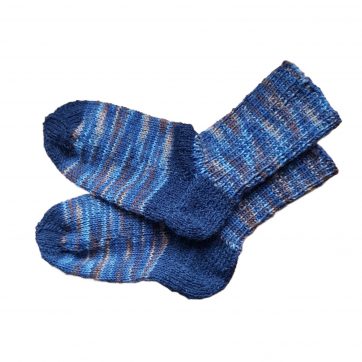blaue Kindersocken Größe 26/27 handgestrickt