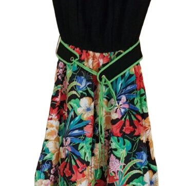 Vintage, 1970er echtes Vintage Kleid, Boho Midi Kleid Größe 38, schwarz mit floralem Muster