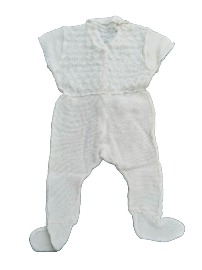 Vintage weißer Baby Strampler, Größe 68, 50er