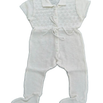 Vintage weißer Baby Strampler, Größe 68, 50er