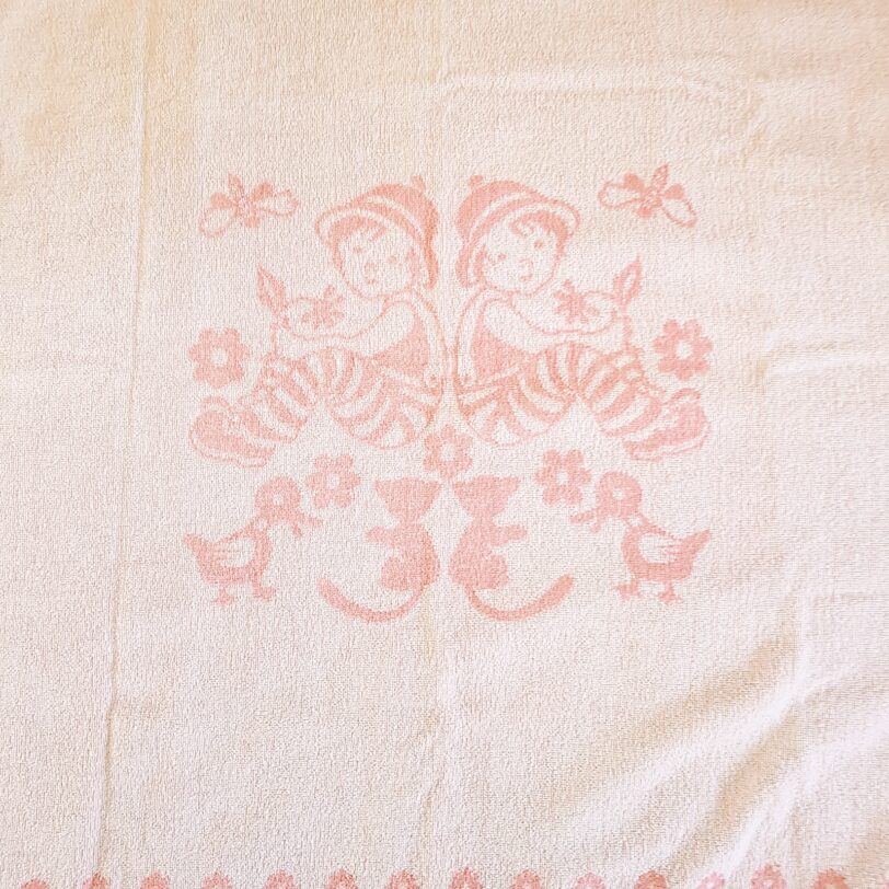 Vintage 80er, rosa Baby Badetuch – Bild 2