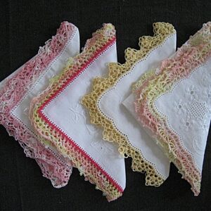 Stofftaschentücher, handumhäkelt, 28x28cm